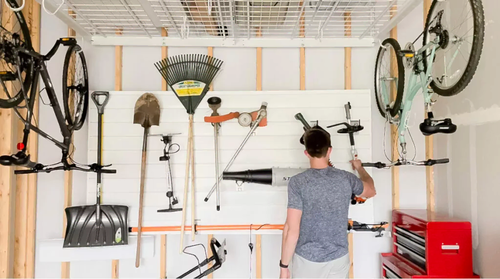 garage with storage on wall